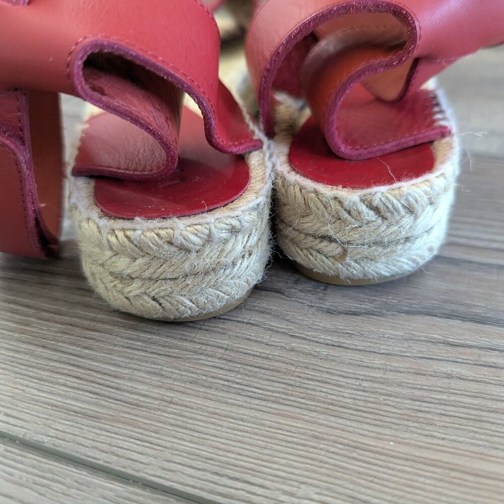 VINCE. Edie Leather Platform Summer Spring Party Beach Espadrille Sandal Red 7 - Picture 13 of 13